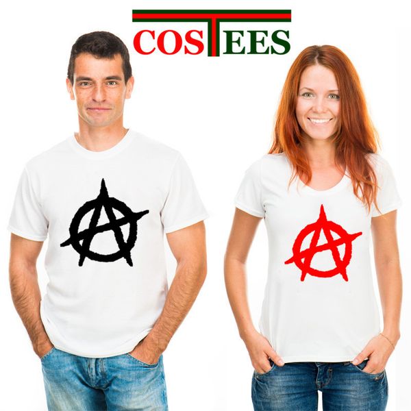 

sport casual couples design t-shirt women men anarchy symbol t shirt valentine lovers punk rock shirt bedlam evil anarchist war rocker