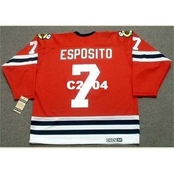 

mens #7 phil esposito chicago blackhawks 1963,1966 ccm vintage retro hockey jersey or custom any name or number retro jersey, Black