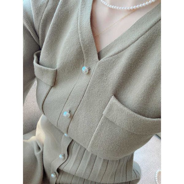 

new 2021 spring and autumn thin v mesh cleavage dress long sleeve ladies solid color pocket-to-line dressed y246 o9i1 unec, Black;gray