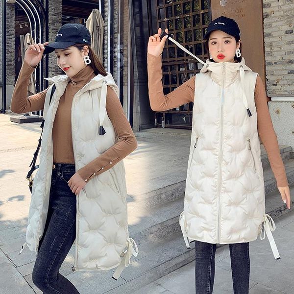 

fashion brand casual embroidery cotton vest female long section winter thick vest winter new season loose sleeveless women, Black;white