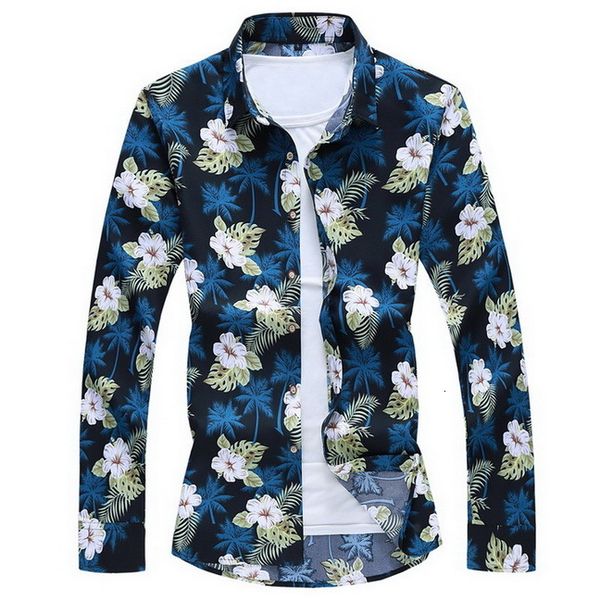 

2021 new hip hop autumn spring men's shirts long sleeves size big m-5xl 6xl 7xl beach floral shirt for man cfvo, White;black