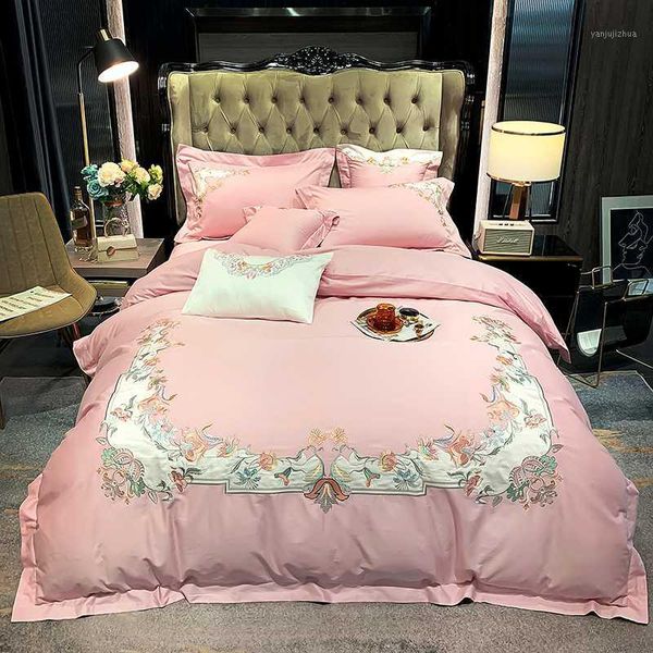 

luxury embroidery bedding set egyptian cotton bed linens bed sheet set bedclothes /king size cover 4pcs1