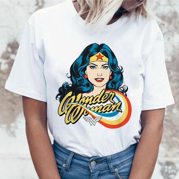 

harajuku women t-shirt wonder woman t-shirt ulzzang retro t-shirt lady viper hip-hop female summer street cartoon, White