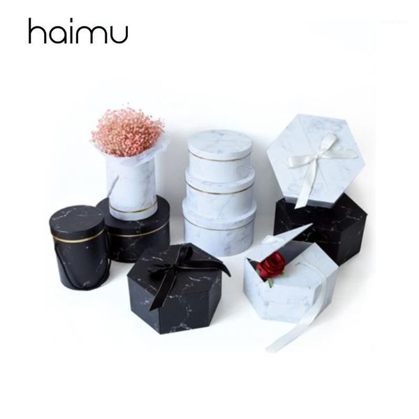 

gift wrap creative marble box florist bouquet boxes packaging flower festival party favor decoration1