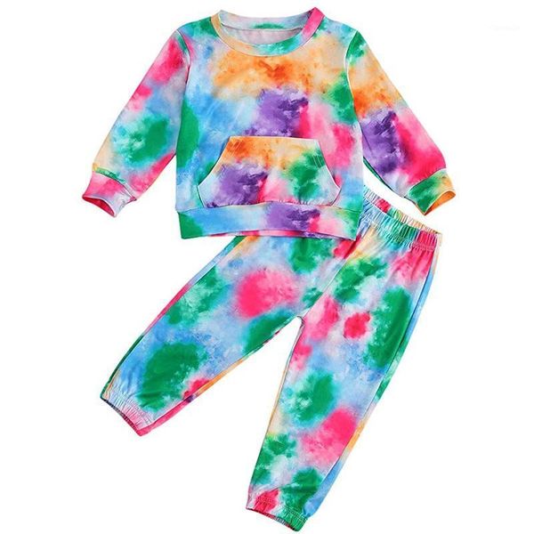

clothing sets #46 fall outfits for kids 1-7y toddler boys girls clothes tie-dye fashion warm +pants set children's clothing1, White