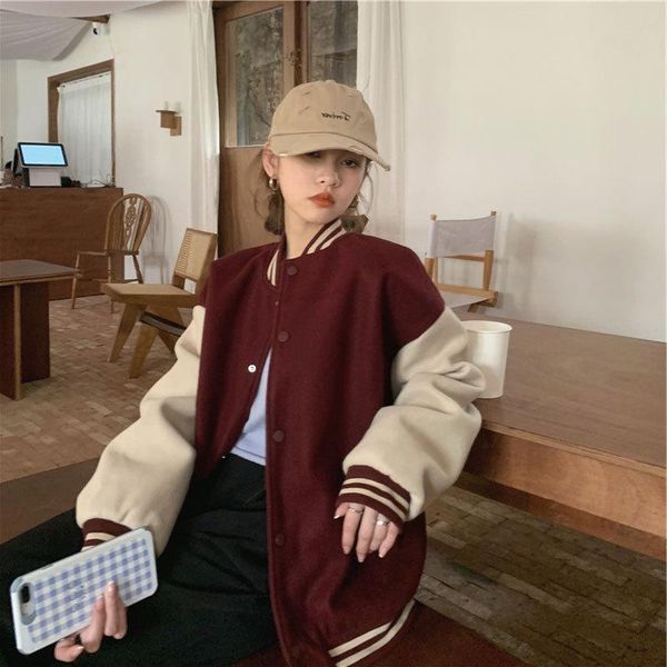 

quality korean classic baseball jacket women's autumn winter 2020 new jacket ins trendy loose hong kong bf trend, Black;brown