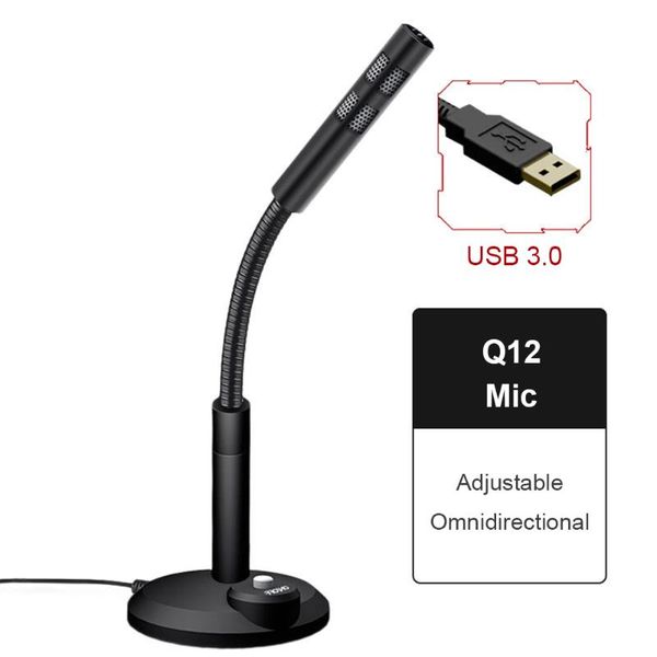 

q12 usb desk microphone gooseneck omnidirectional condenser mic with stand for desklappc computer