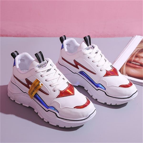 

chunky 2021 new white tennis shoes women leather designers pink yellow sneakers s126, Black