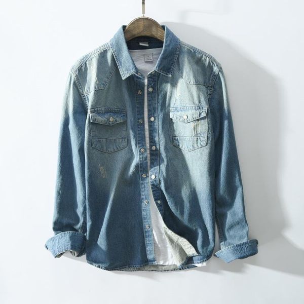 

men shirt 2020 fashion spring turn down collar shirts casual denim long sleeve pockets blouse camisa hombre camisas,3611, White;black