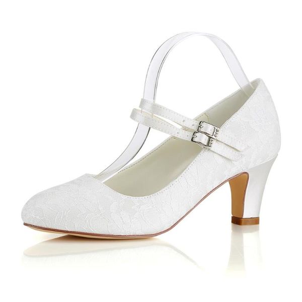 

closed toe chunky heel lace wedding party shoes ankle straps, Black
