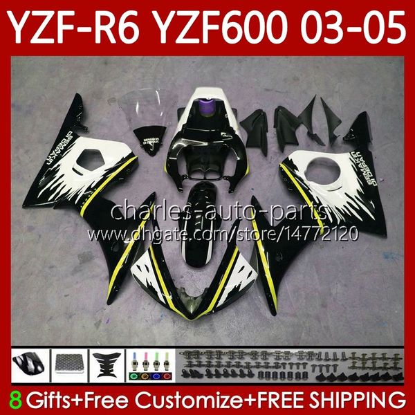 Body Kit für Yamaha YZF-R6 YZF600 YZF R6 600CC 2003–2005 Verkleidung 95No.234 YZF R 6 YZFR6 03 04 05 Karosserie YZF-600 600 CC 2003 2004 2005 Motorradverkleidung Gelb Schwarz