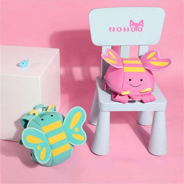 

nohoo cartoon kids bag neoprene mini backpacks kindergarten schoolbag for girls 3d butterfly angel wings daypack pink backpack