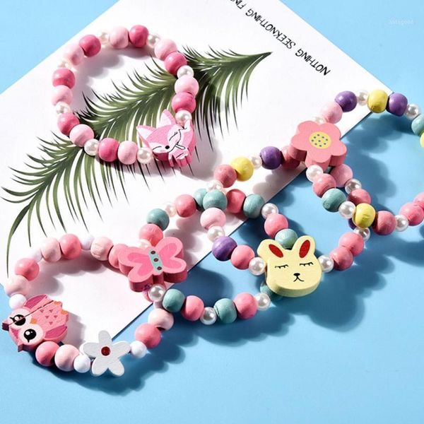 

earrings & necklace 1 set children jewelry cartoon bracelet kids candy color girls gifts1, Silver