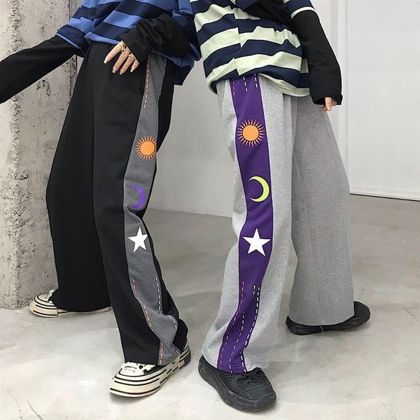 

women's pants & capris korean ins harajuku style woman fashion print loose straight female casual trousers 2021 autumn hipster, Black;white