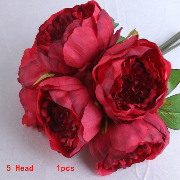 

5 heads diy wedding party decoration bridal bouquet peony room ornaments christmas office silk flowers table decor false