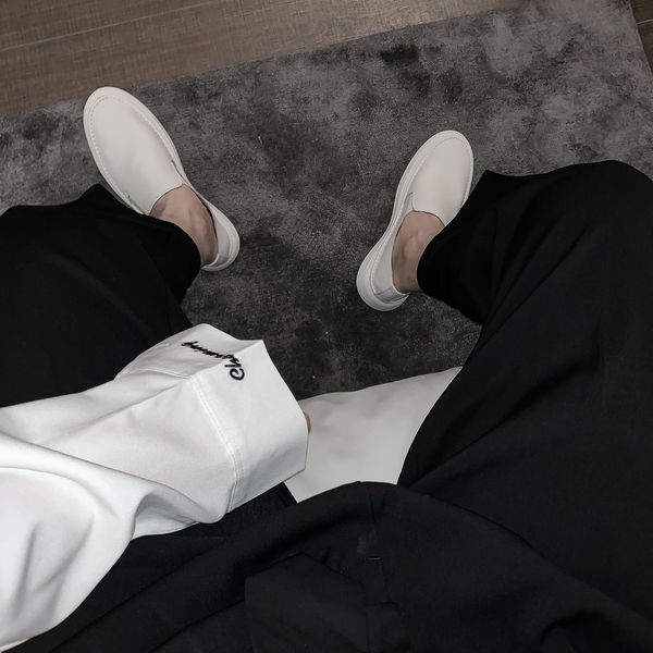 

daio mens new korean lefook leather small white summer lazy shoes men's feet are breathable