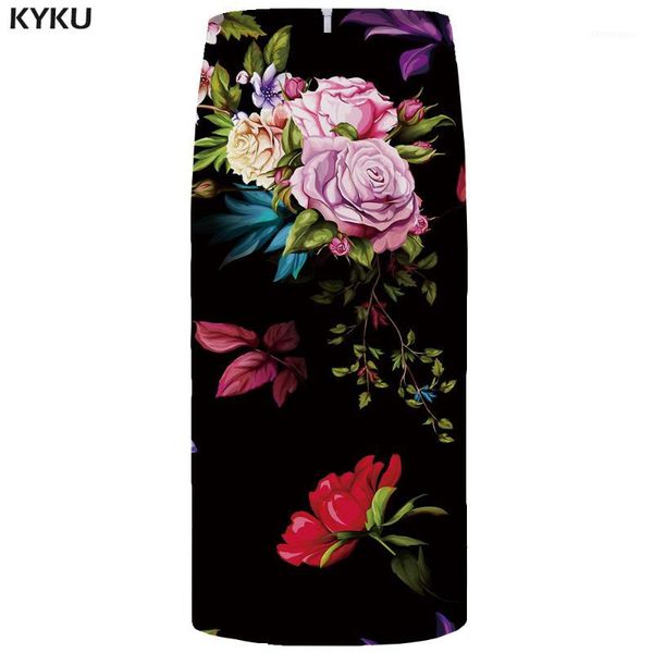 

flower skirts women black colorful party skirts casual retro leaf floral 3d print skirt pencil funny ladies womens1