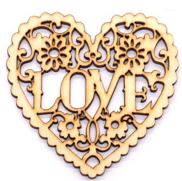 

sashes 10pcs natural wooden tag hollow heart love craft wedding hanging decoration gift tags with string1