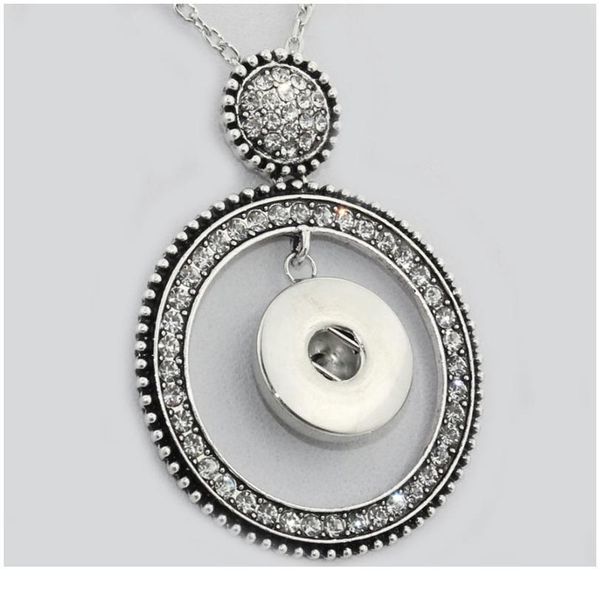 

3 styles snap button jewelry pendant necklace with 60cm chain necklace fit 18/20mm snap necklace jewelry wome bbyoei, Silver