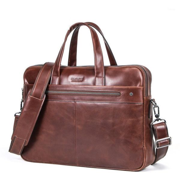 

casual fashion cow leather men laphandbag multi-function briefcase men 2020 new famous band shoulder messenger business tote1