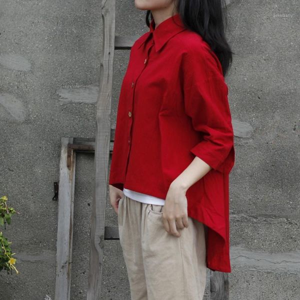 

women autumn bat sleeve loose shirt blouse female irreguar length red shirt 2020 half sleeve blouse 1, White