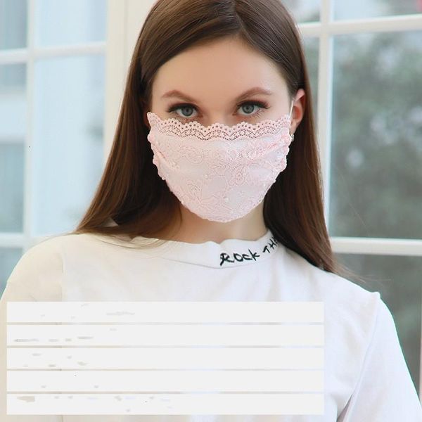 

comfortable mask 2021 face embroidery lace new washable mouth face cover fashion girl black party masks masque 5 c