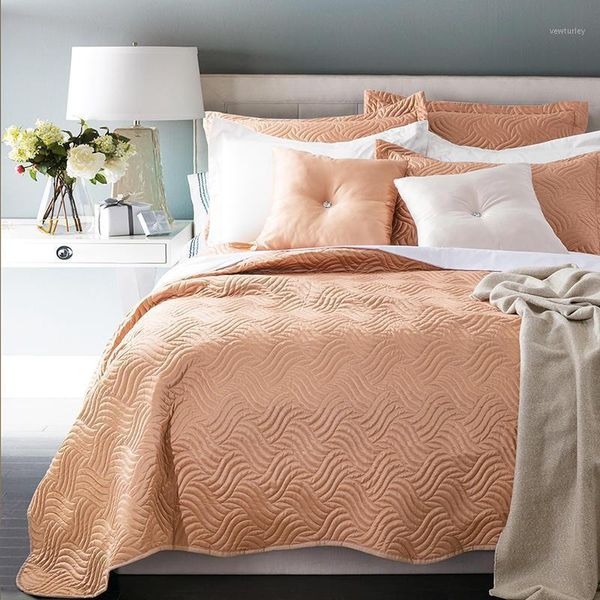 

comforters & sets chausub golden quilt set 3pcs silky bedspreads 60s egyptian cotton bed cover pillowcase king queen size coverlet summer bl