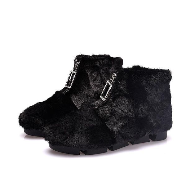 

boots women's snow winter warm ankle casual sneakers for woman, Black