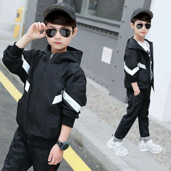 

boys' spring and autumn coat 2020 new korean children's hooded jacket spring and autumn big children's clothing1, Blue;gray