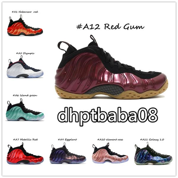 

2020 penny hardaway foams mens basketball shoes one alternate chrome white black neon green eggplant men stylist pro sport sneakers, White;red