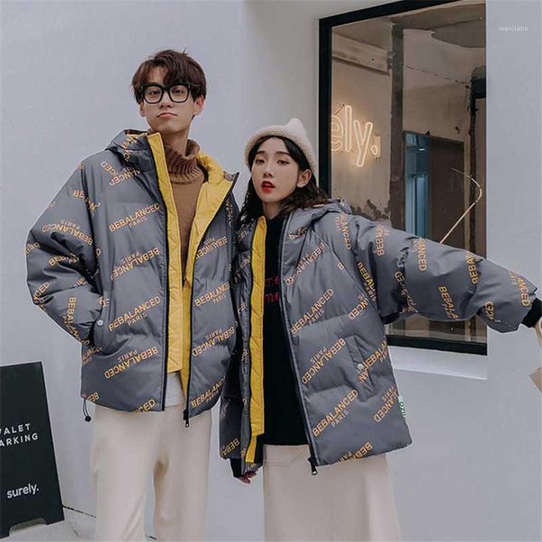 

2020 new winter jacket men and women korean fashion casual thick bread jacket thick winter down1, Black