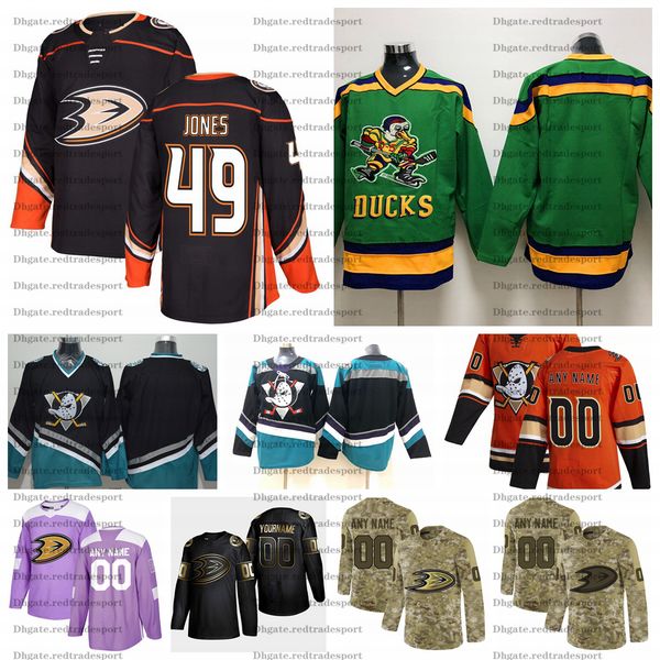 

2021 anaheim ducks max jones hockey jerseys customize name alternate black teal #49 max jones stitched hockey shirts s-xxxl, Black;red