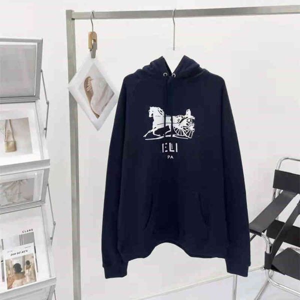 

2022 factory wholesale new autumn fashion letter printing casual loose thin age reducing hooded men's and women's same couple&#039, Black