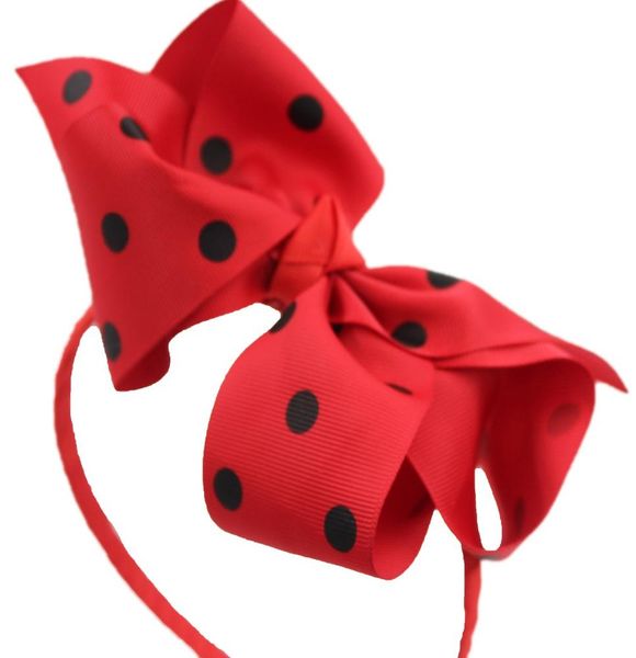 

16 colors 6 inch girls women polka dot grosgrain ribbon big bows hair bowknot hair hoop tie headband wrap hair wear bbyjhm homebag, Slivery;white