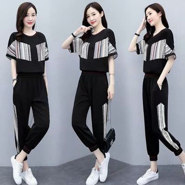 

2020 summer goddess sports casual suit pants fashion capris two sets show thin summer dressgoddess dress foreign style pants women oawdn oaw, Gray