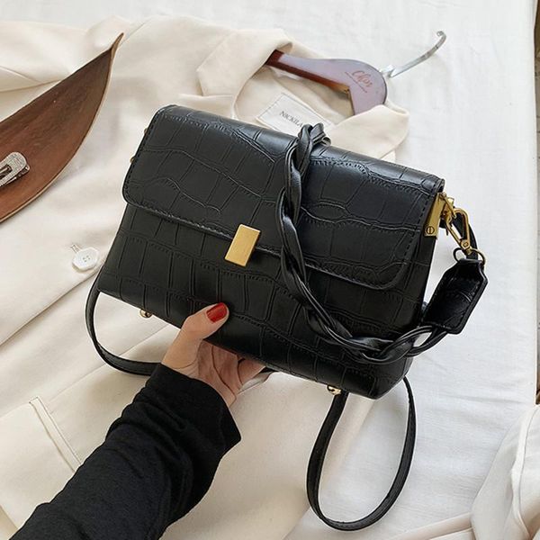 

fashion black women shoulder bag pu leather lychee pattern snall flap female crossbody messenger bag lady box handbag sac a main