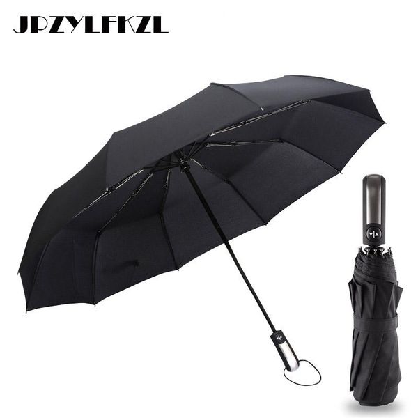 

2018 wind resistant fully matic umbrella 3 folding 10 ribs fiberglass strong windproof rain for women men paraguas bbyezn bwkf