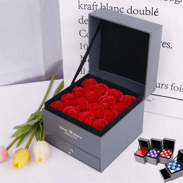 

soap rose flower jewelry storage gifts box valentine's/ mother's day gift 16pcs/box gift box packaging bolsas para galletas tdh