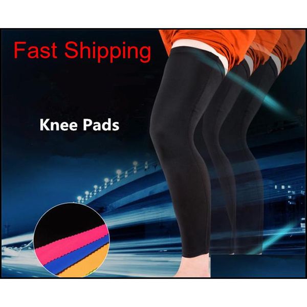 

2pcs/lot brand sport leg pads basketball knee sleeves men football running training compression long leg sleeves protector pads r15 nytzh, Black;gray