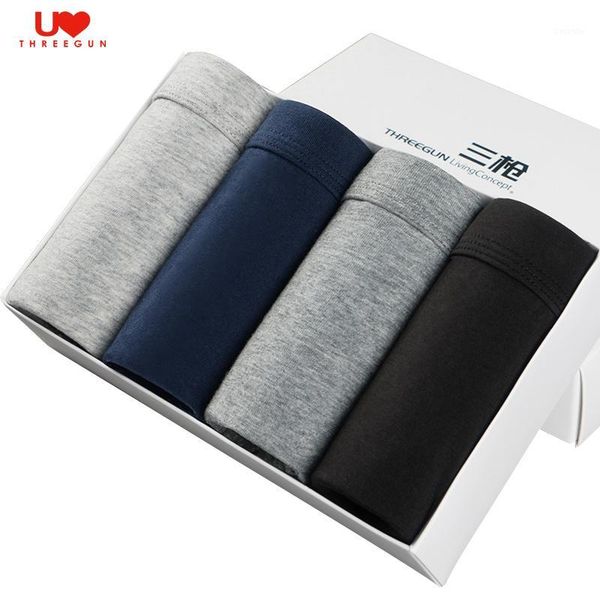 

threegun 4pcs/lot men boxer ultra soft breathable underwear modal solid panties mens boxer shorts mid rise males trunk1, Black;white