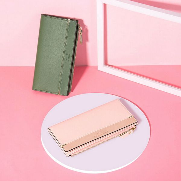 

girl zipper leather clutch long holder purse handbag bag smart mini slim card wallet women wallets, Red;black