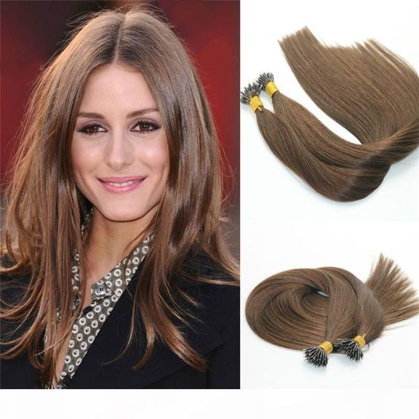 

remy nano ring hair extensions #4 dark brown virgin brazilian human hair pre bonded mrico nano beads ring loop hair extensions 1g str, Black