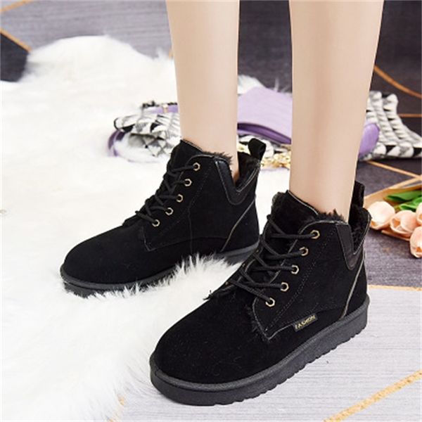 

fashionable 2021 new snow lace up to thick, warm winter women's shoes black boots brown etv0