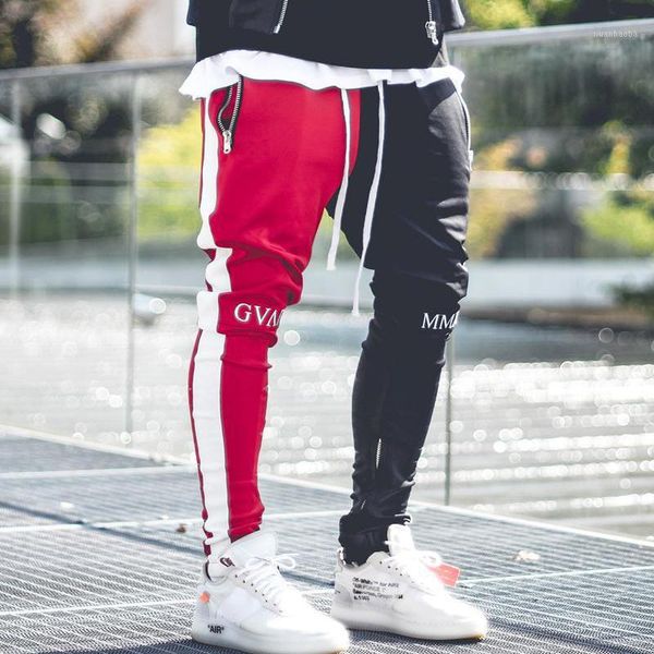 

2020 men jogger patchwork pants men pants runners clothing sweatpants trousers hombre1, Black