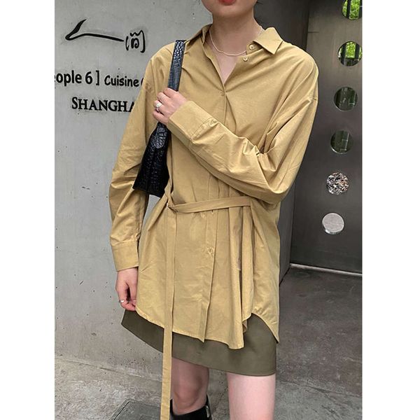 

cleanspace 2021 spring new tencel shirt solid korean loose women 20661, White
