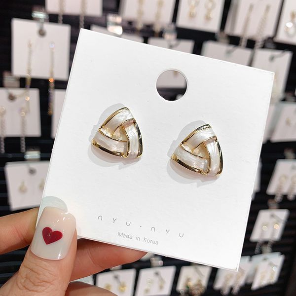 

fashion 925 silver needle korean new geometric triangle earrings simple graceful drop oil painted earrings online influencer earrings fashio, Golden