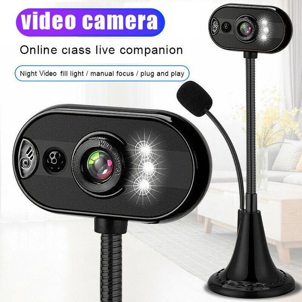 

1x hd webcam with night vision microphone drive usb for computer lapdeskremote office video conference online class