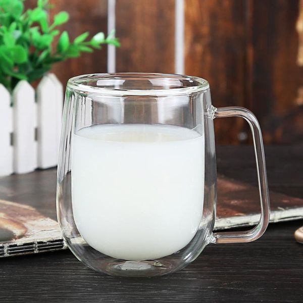 

double-layered glass cup and cold cup transparent coffee cups mugs coffee cups milk mug heat resistance glass home