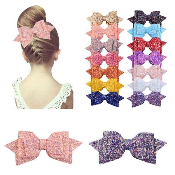 

hair accessories 5pcs/40pcs lovely kids girls baby glitter shiny sequin bowknot clip bow hairpin clips gift1, Slivery;white