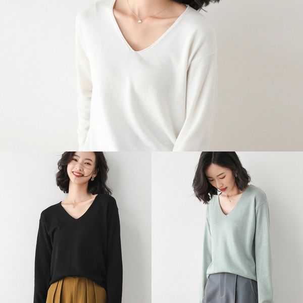 

2020 crew neck for women's loose casual large lazy wind autumn and winter t-shirt with pullover pullover pullovercoat pulloverbacking c, White;black